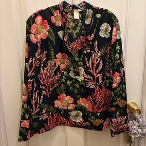 H&M Navy Floral Blouse size 6